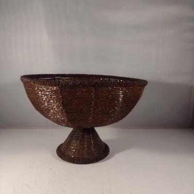 Collection of Decorative Bowls- Glass, Wooden, and Beaded on Metal Frame