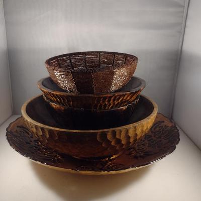 Collection of Decorative Bowls- Glass, Wooden, and Beaded on Metal Frame
