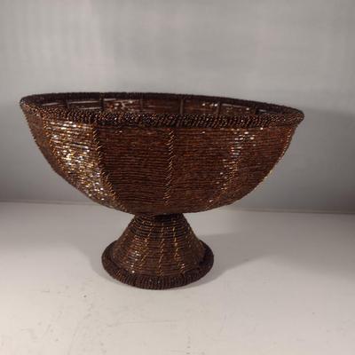 Collection of Decorative Bowls- Glass, Wooden, and Beaded on Metal Frame