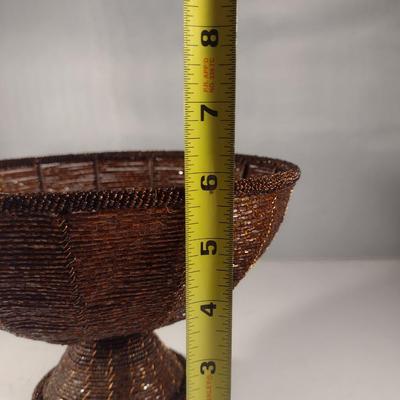 Collection of Decorative Bowls- Glass, Wooden, and Beaded on Metal Frame