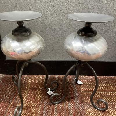 Silver candle holders and chili pepper lights