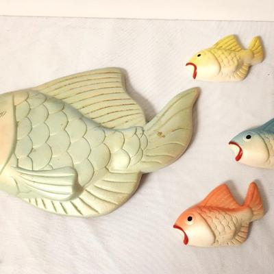 Lot #127 "School" of MidCentury Chalkware Fish