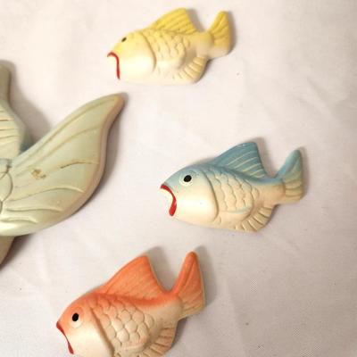 Lot #127 "School" of MidCentury Chalkware Fish