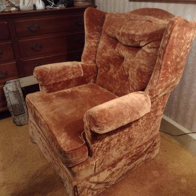 Vintage Crushed Velvet Upholstered Chair (Choice A)