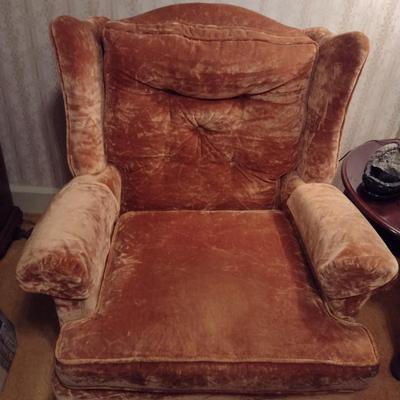 Vintage Crushed Velvet Upholstered Chair (Choice A)