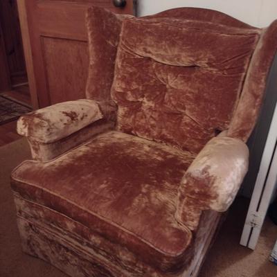 Vintage Crushed Velvet Upholstered Chair (Choice B)