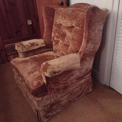 Vintage Crushed Velvet Upholstered Chair (Choice B)