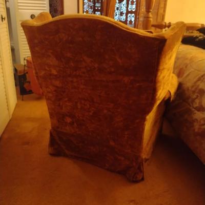 Vintage Crushed Velvet Upholstered Chair (Choice B)