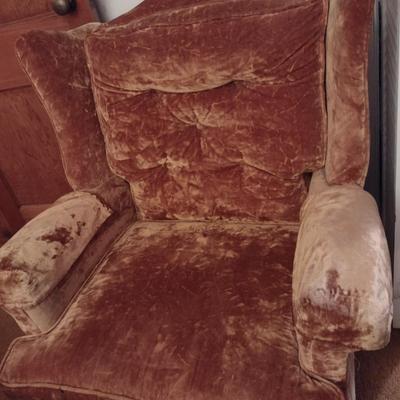 Vintage Crushed Velvet Upholstered Chair (Choice B)