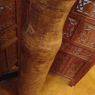 Wood Floor Vase with Natural Reed Arrangement