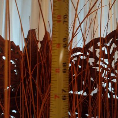 Wood Floor Vase with Natural Reed Arrangement