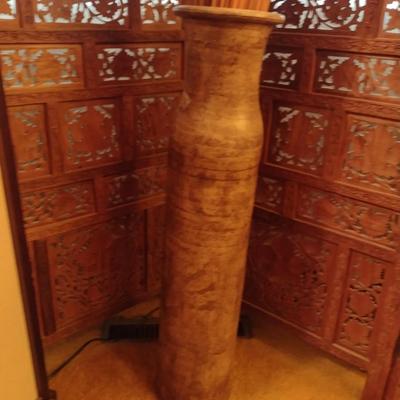 Wood Floor Vase with Natural Reed Arrangement