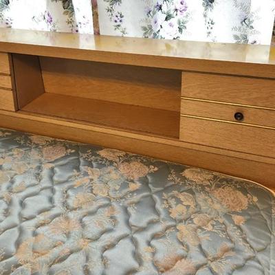 Lot #131 Mid Century Double/Full Bed with Posturpedic Mattress