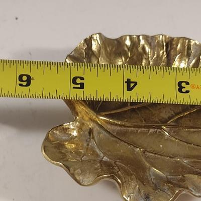 Vintage Heavy, Solid Brass Rhubarb Leaf Trinket Dish- Oskar J.W. Hansen