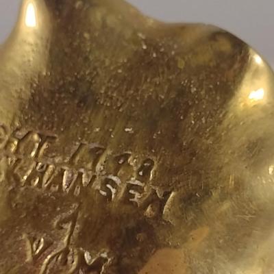 Vintage Heavy, Solid Brass Rhubarb Leaf Trinket Dish- Oskar J.W. Hansen