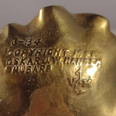 Vintage Heavy, Solid Brass Rhubarb Leaf Trinket Dish- Oskar J.W. Hansen