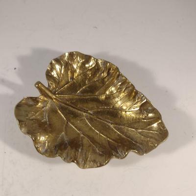 Vintage Heavy, Solid Brass Rhubarb Leaf Trinket Dish- Oskar J.W. Hansen