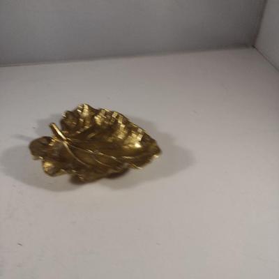 Vintage Heavy, Solid Brass Rhubarb Leaf Trinket Dish- Oskar J.W. Hansen