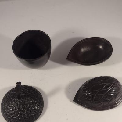 Pair of Cast Metal Nut Design Trinket Boxes with Lids- Acorn and Walnut