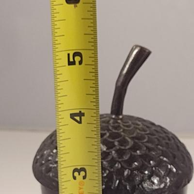 Pair of Cast Metal Nut Design Trinket Boxes with Lids- Acorn and Walnut
