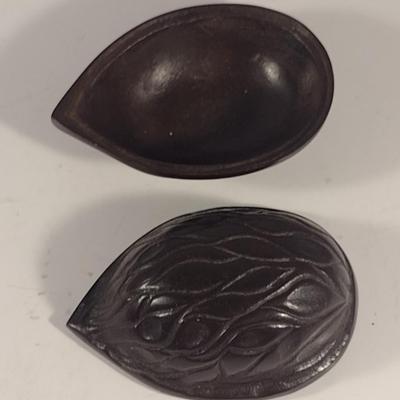 Pair of Cast Metal Nut Design Trinket Boxes with Lids- Acorn and Walnut