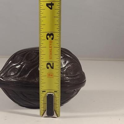 Pair of Cast Metal Nut Design Trinket Boxes with Lids- Acorn and Walnut