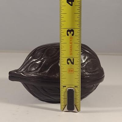 Pair of Cast Metal Nut Design Trinket Boxes with Lids- Acorn and Walnut