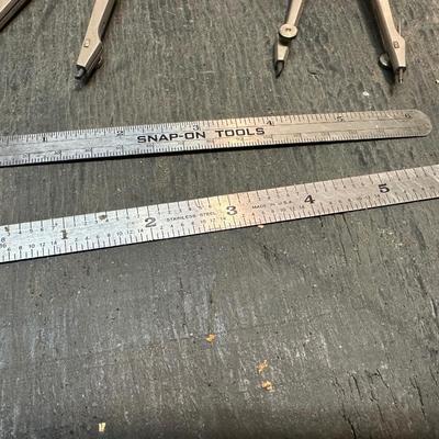 Drafting Compass / Stainless Ruler Lot