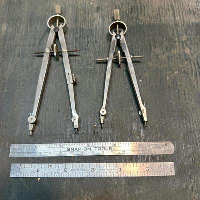 Drafting Compass / Stainless Ruler Lot