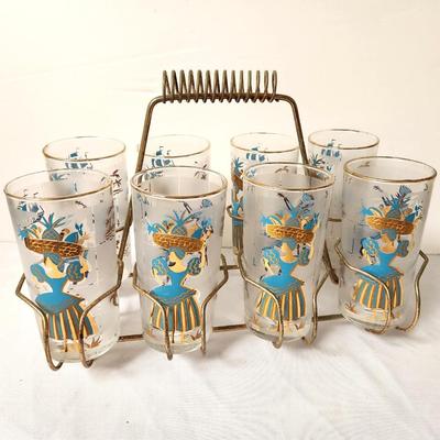 Lot #133 - WOW! Rare Mid Century Barware Set in original Carrier!