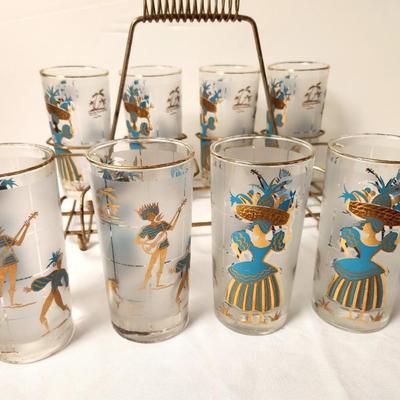 Lot #133 - WOW! Rare Mid Century Barware Set in original Carrier!
