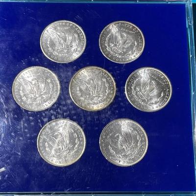 7-Nice BU Condition New Orleans Mint Morgan Silver Dollar Collection in VG Preowned Condition as Pictured.