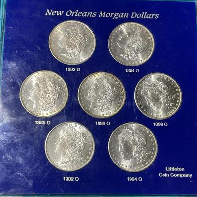 7-Nice BU Condition New Orleans Mint Morgan Silver Dollar Collection in VG Preowned Condition as Pictured.
