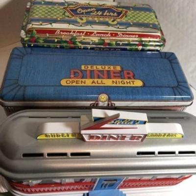 3-Vintage Different Diner Tins Preowned from an Estate in VG Condition.