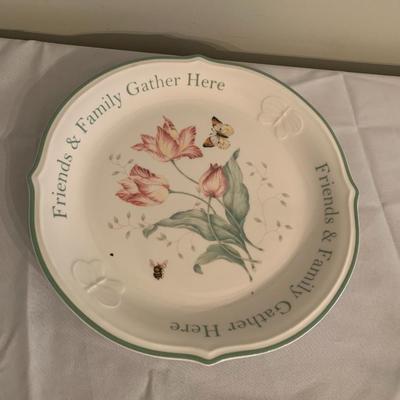 Lenox Butterfly Meadow â€œFriends & Family Gather Hereâ€ Sentiment Dessert Platter - 12 inch