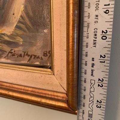 Vase with flowers original painting in vintage frame