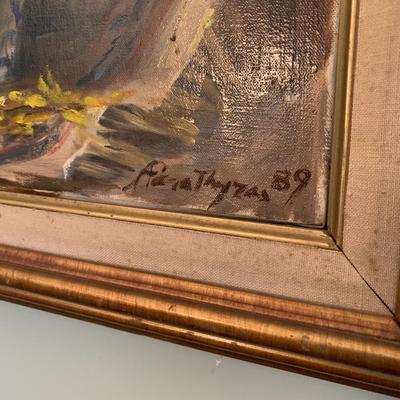 Vase with flowers original painting in vintage frame