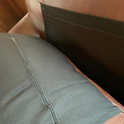 Brown Leather Rolled Arm Lounge Chair