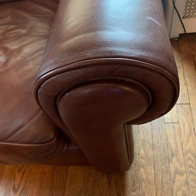 Brown Leather Rolled Arm Lounge Chair
