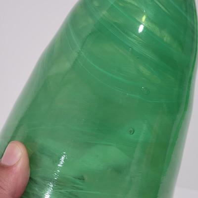 Green swirl art glass vase