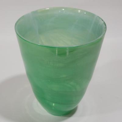 Green swirl art glass vase
