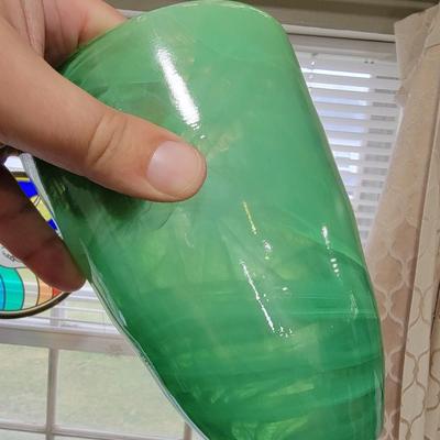Green swirl art glass vase
