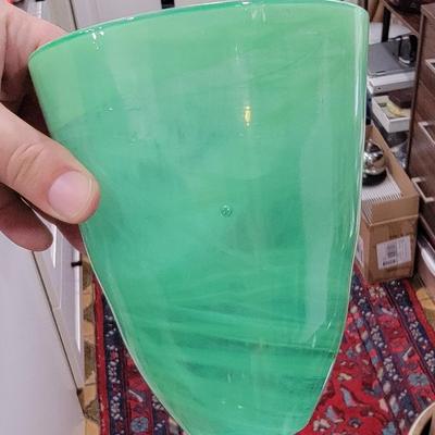 Green swirl art glass vase