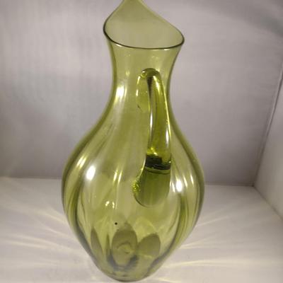 Large Art Glass Pitcher Shaped Vase