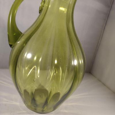 Large Art Glass Pitcher Shaped Vase