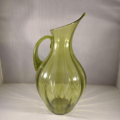 Large Art Glass Pitcher Shaped Vase