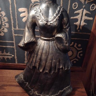 Ceramic Lady in Flowing Dress Design Vase