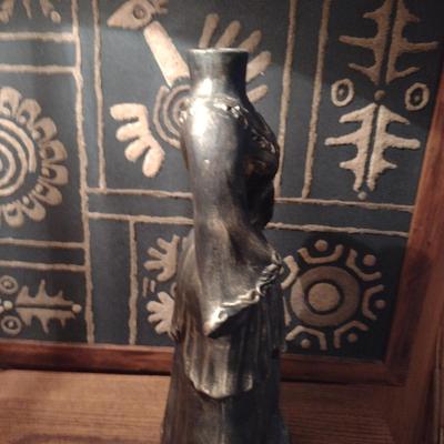 Ceramic Lady in Flowing Dress Design Vase