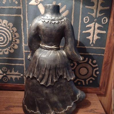 Ceramic Lady in Flowing Dress Design Vase