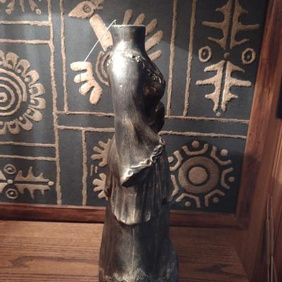 Ceramic Lady in Flowing Dress Design Vase